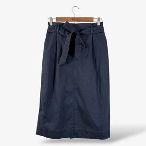 Uniqlo Blue Belted Midi Pencil Skirt Size S Stretch Waist Casual Office Preppy